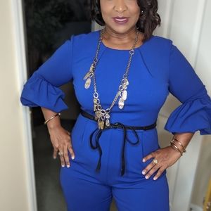 Beautiful Royal Blue Bell Sleeve Jumpsuit